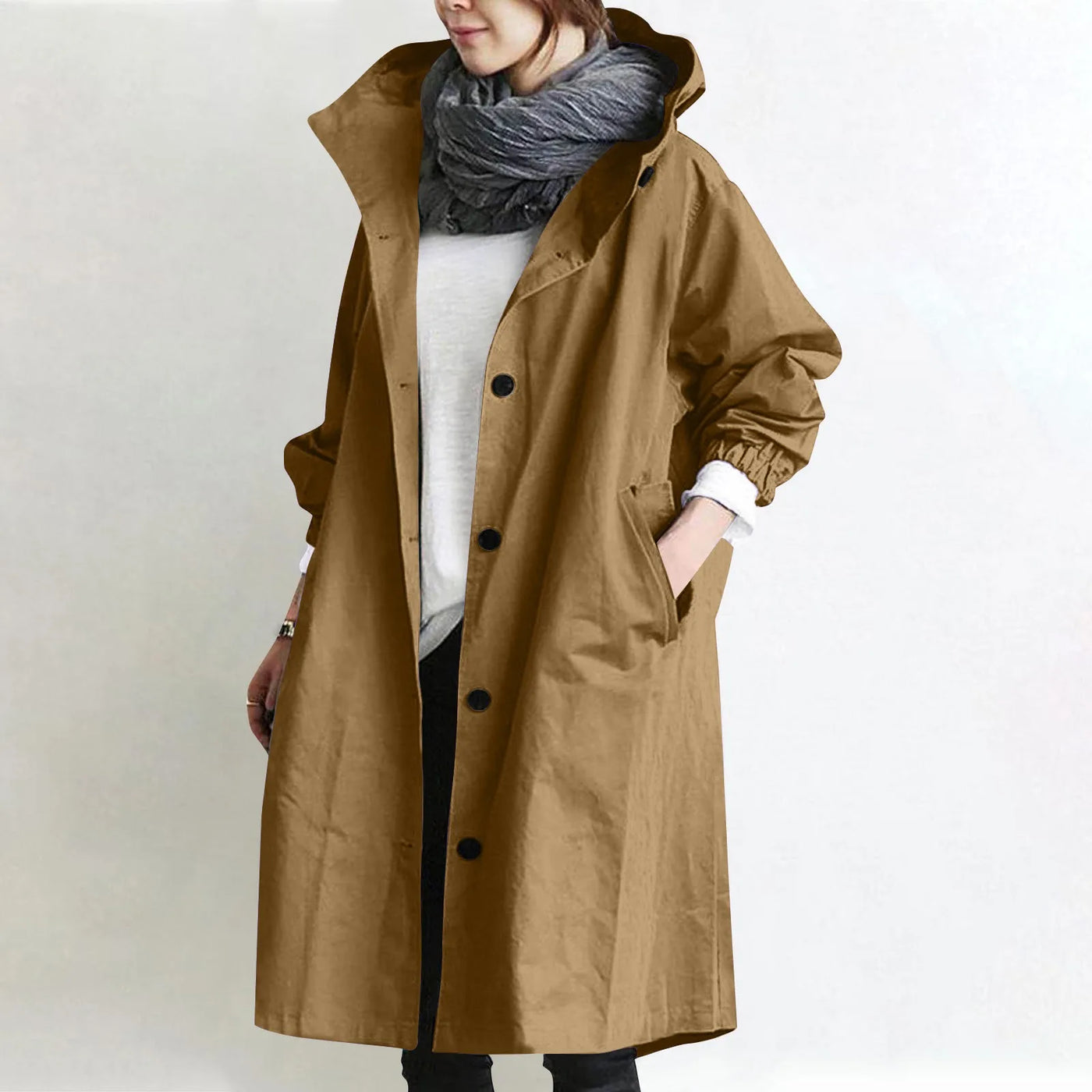 Sabine | Manteau coupe-vent mi-long à capuche