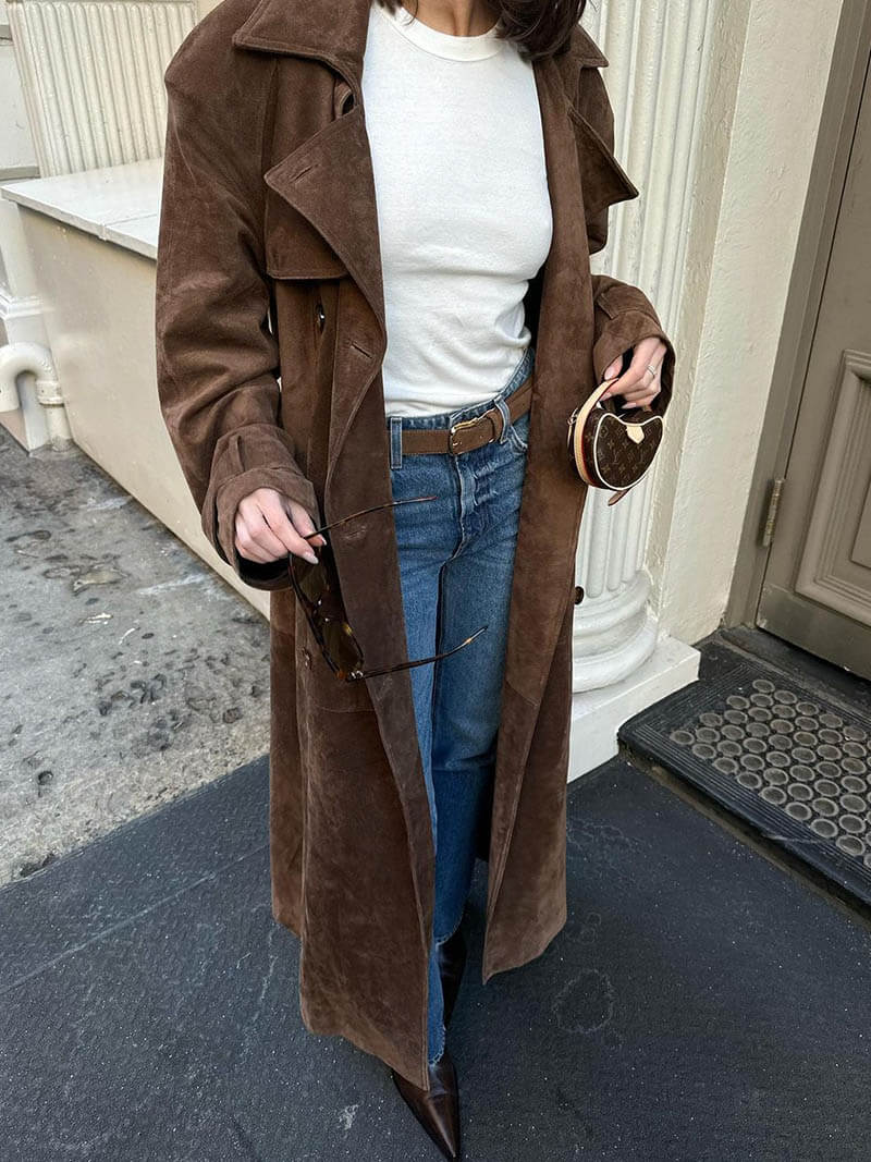 Dorothée | Manteau trench en daim