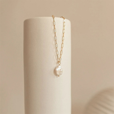 Ambrosine | Collier Paperclip Doré avec Perle