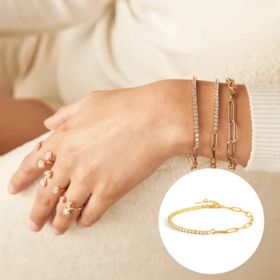 Ysabeau | Bracelet Paperclip Tennis raffiné