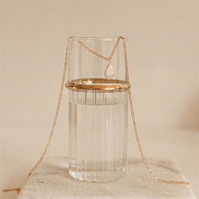 Ambrosine | Collier Paperclip Doré avec Perle