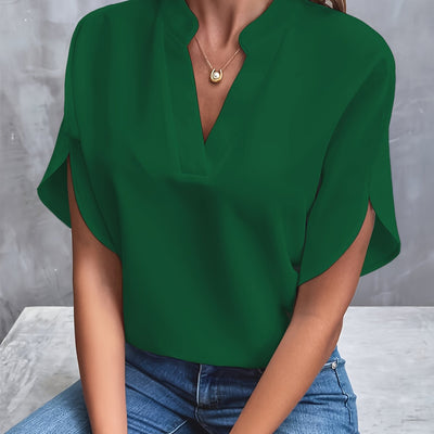 Sylviane | Blouse Unie à Col V Élégante et Confortable