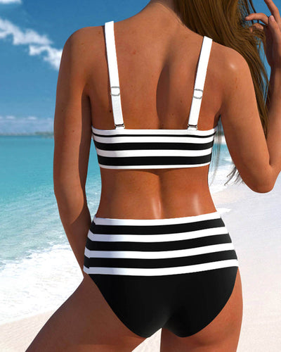 Élodie | Bikinis taille haute à rayures