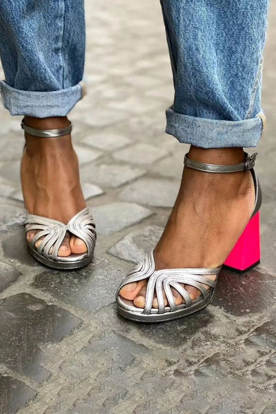 Vianney | Chaussures à talons épais scintillants avec boucle chic