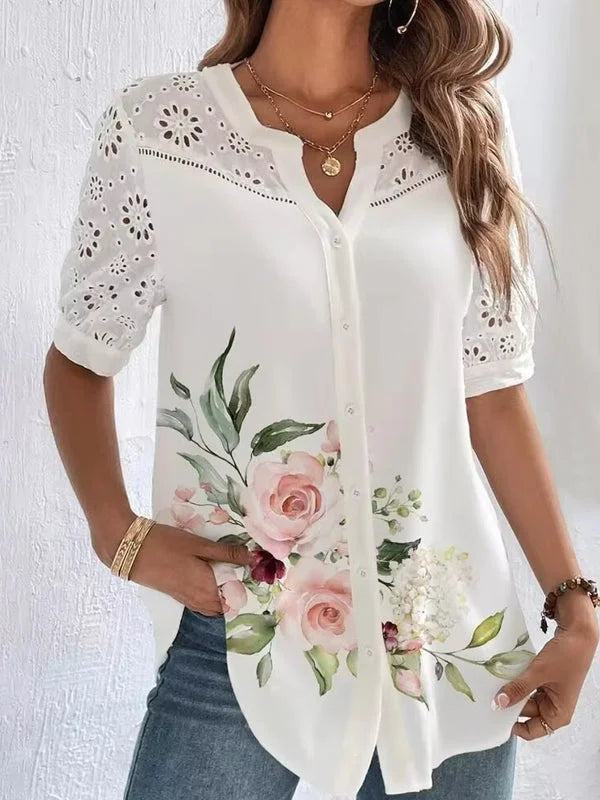 Lison | Blouse Élégante à Manches Courtes et Tissu Léger