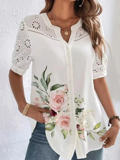 Lison | Blouse Élégante à Manches Courtes et Tissu Léger