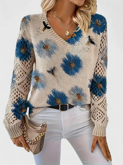 Brunelle | Pull fleuri à col en V
