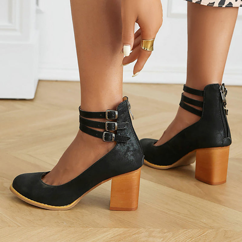 Clémentine | Sandales élégantes à bride à la cheville et talon épais pour un look chic et confortable