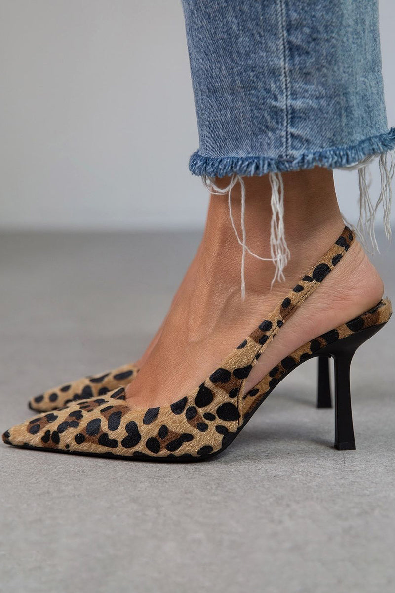 Huguette | Élégants escarpins kaki à imprimé léopard avec bout en pointe pour un style sophistiqué