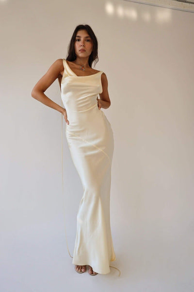 Florette | Élégante Robe Maxi en Soie avec Dos Nu