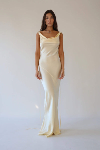 Florette | Élégante Robe Maxi en Soie avec Dos Nu