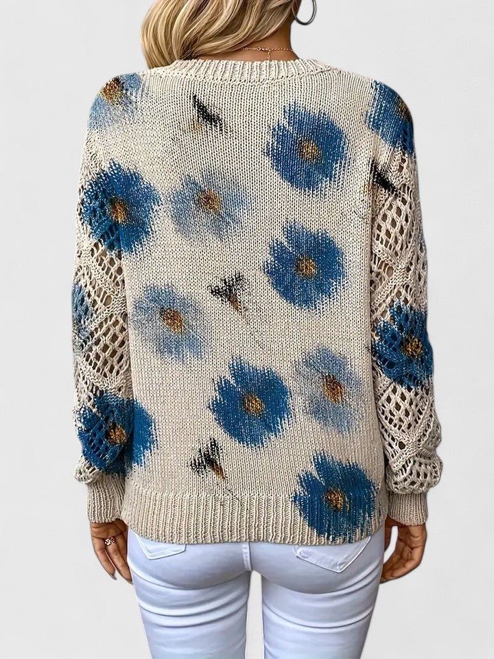 Brunelle | Pull fleuri à col en V