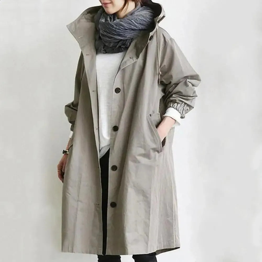 Sabine | Manteau coupe-vent mi-long à capuche