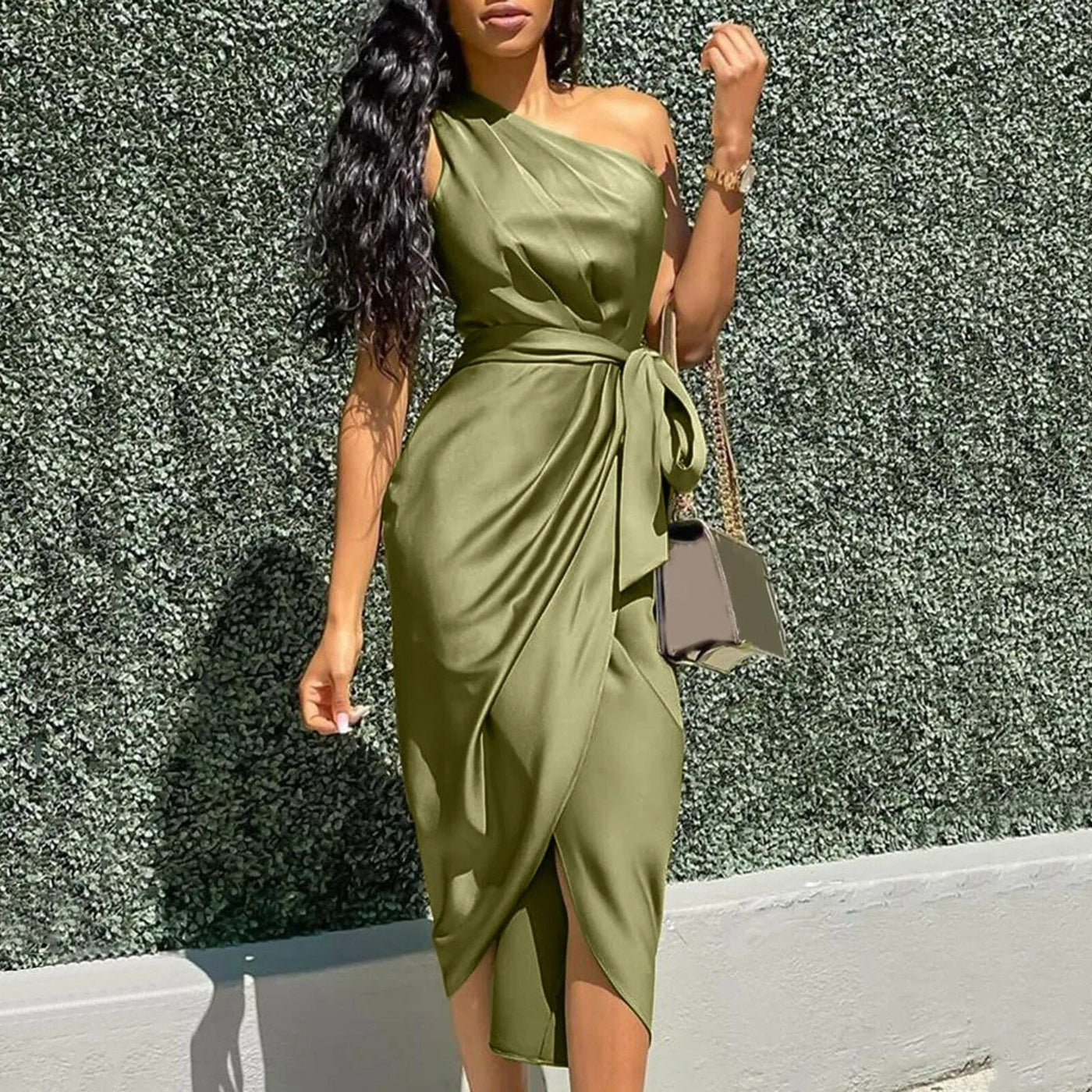 Caprice | Robe Maxi Asymétrique en Soie avec Volants