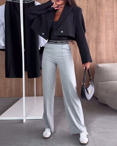 Chloé | Pantalon droit décontracté de couleur unie avec poche zippée
