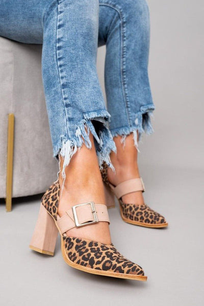 Éléanore | Élégantes sandales en daim léopard avec talon stable pour un style chic et confortable