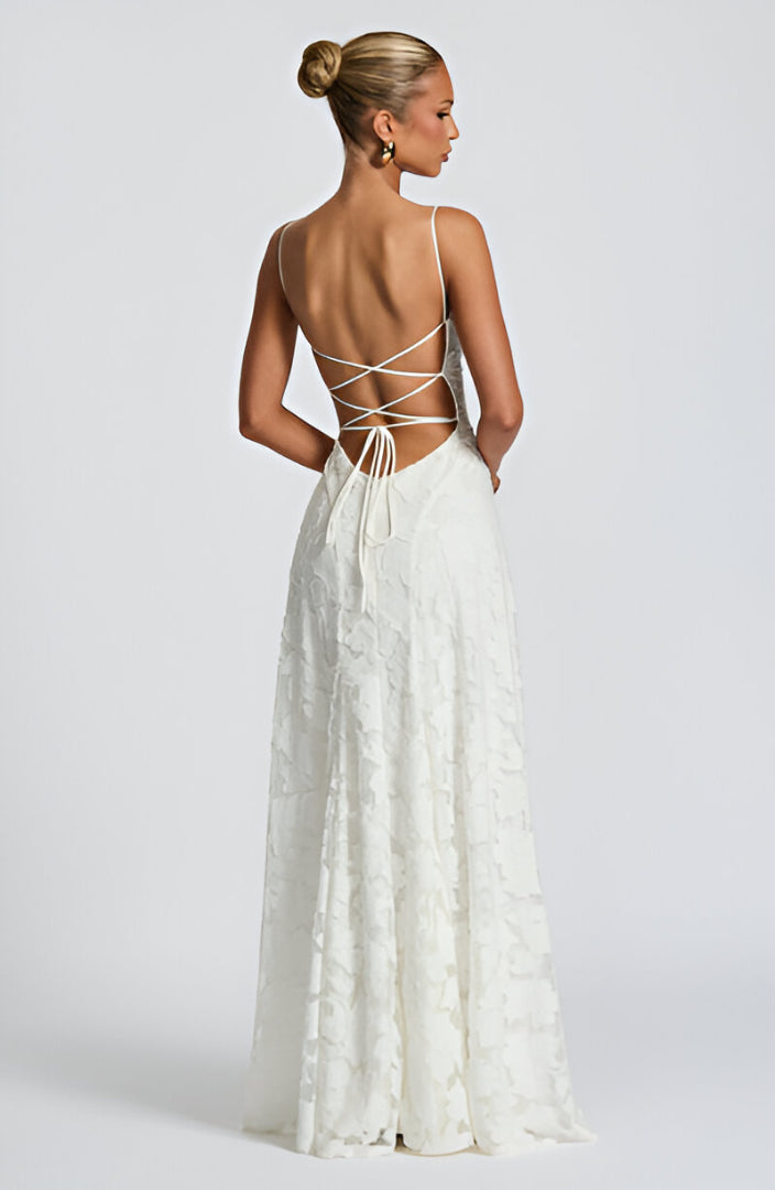 Céphise | Robe longue en dentelle délicate