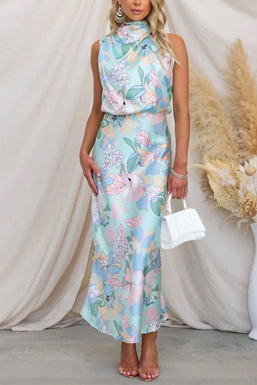Joëlle | Robe Maxi Satin Imprimé
