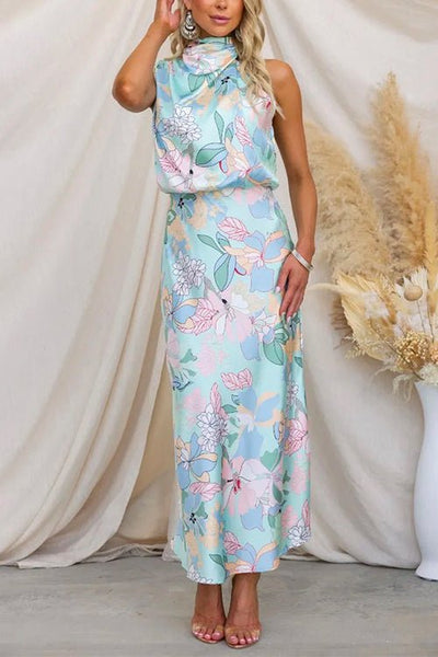 Joëlle | Robe Maxi Satin Imprimé