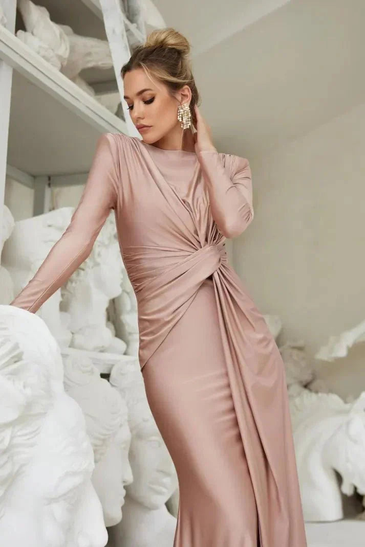 Aurélia | Robe Maxi à Manches Longues et Twist Front