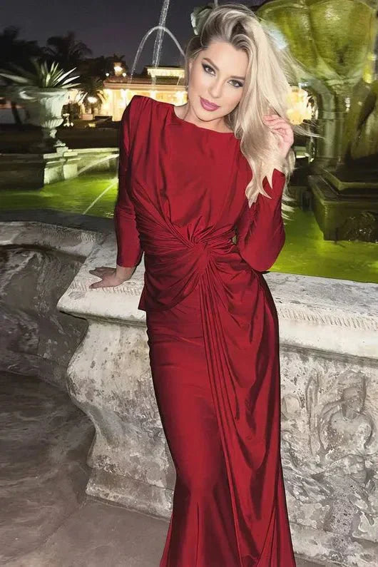 Aurélia | Robe Maxi à Manches Longues et Twist Front