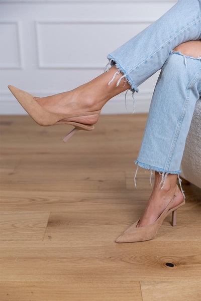 Yvette | Élégants escarpins slingback nude à talon fin pour un look raffiné