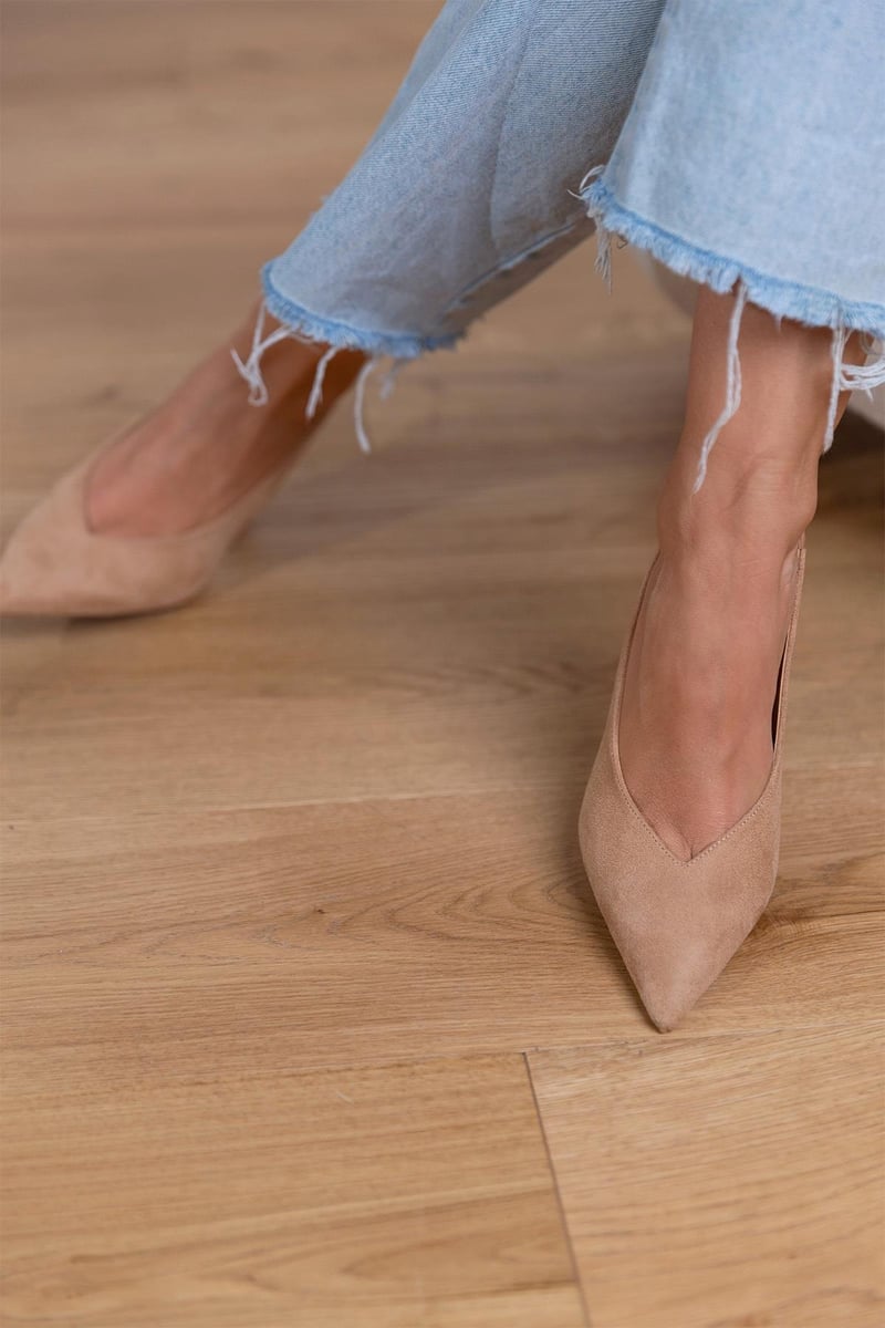 Yvette | Élégants escarpins slingback nude à talon fin pour un look raffiné